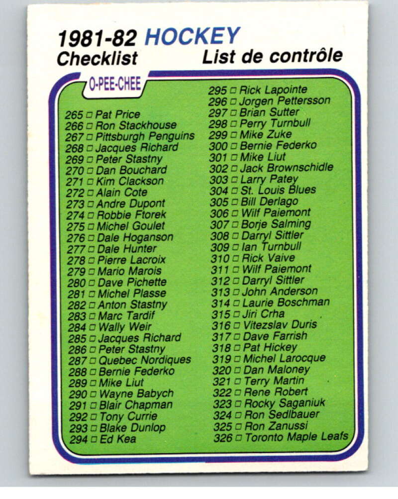 1981-82 O-Pee-Chee #381 Checklist V53084 Image 1