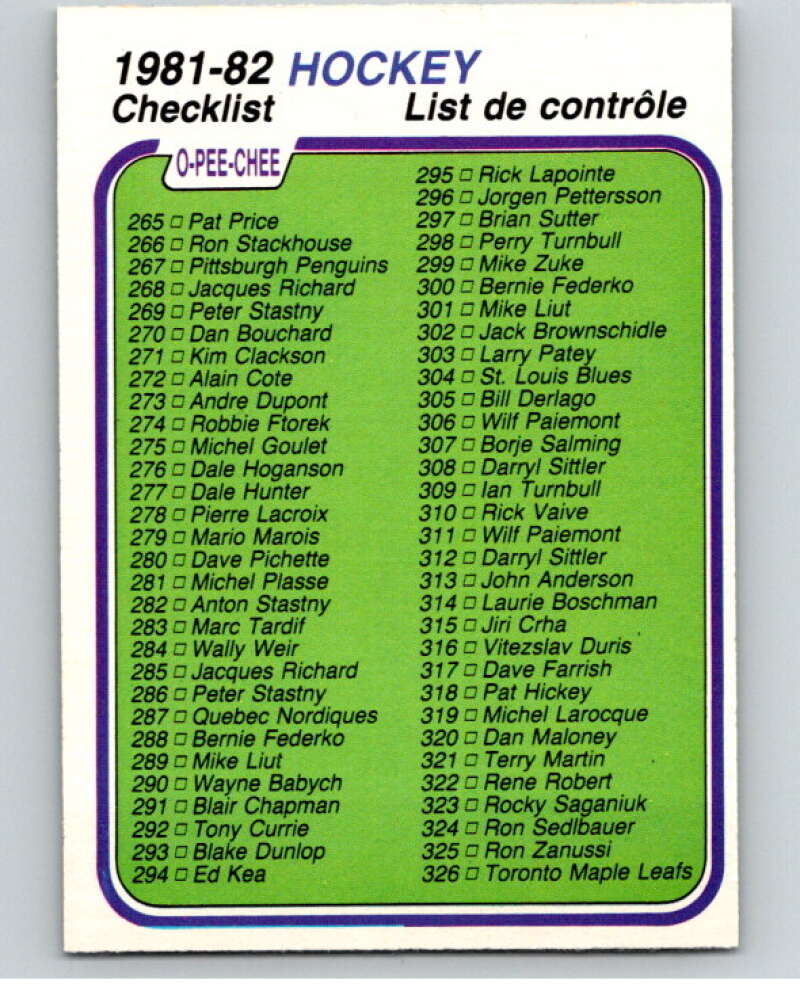 1981-82 O-Pee-Chee #381 Checklist V53085 Image 1