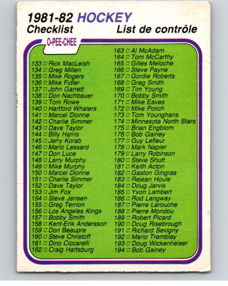 1981-82 O-Pee-Chee #380 Checklist V53087 Image 1