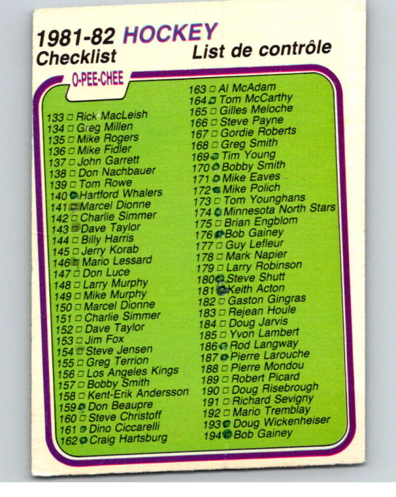 1981-82 O-Pee-Chee #380 Checklist V53095 Image 1