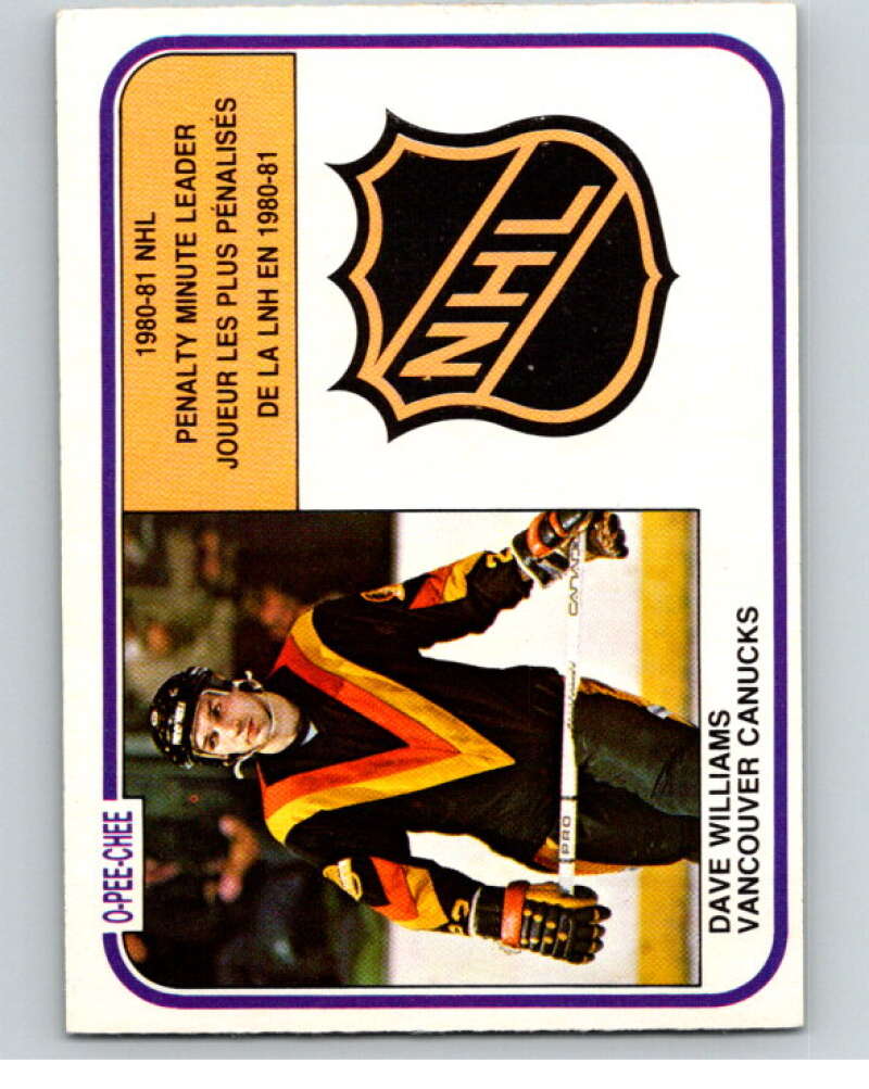 1981-82 O-Pee-Chee #385 Tiger Williams LL Vancouver Canucks V53113 Image 1