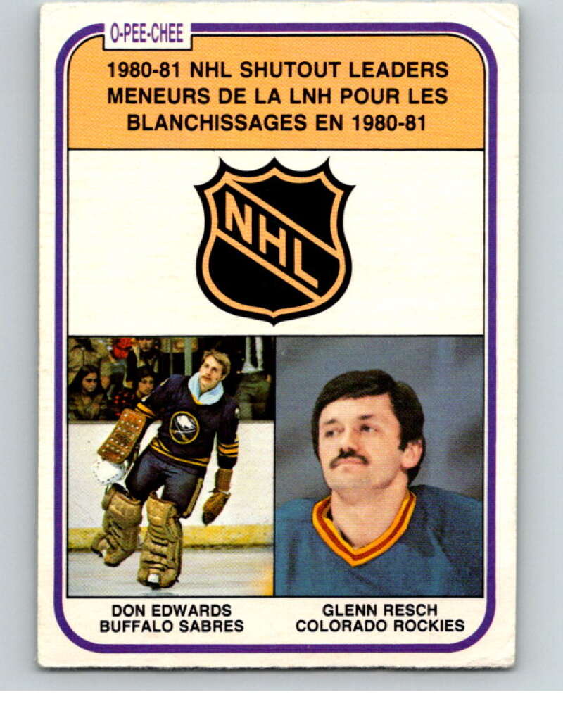1981-82 O-Pee-Chee #389 Don Edwards/Glenn Resch LL V53153 Image 1