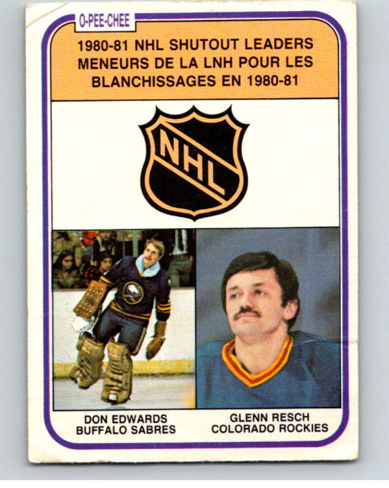 1981-82 O-Pee-Chee #389 Don Edwards/Glenn Resch LL V53157 Image 1