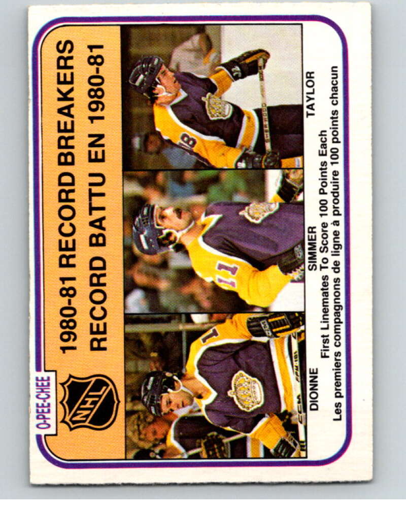 1981-82 O-Pee-Chee #391 Taylor/ Dionne/Simmer RB Kings V53168 Image 1