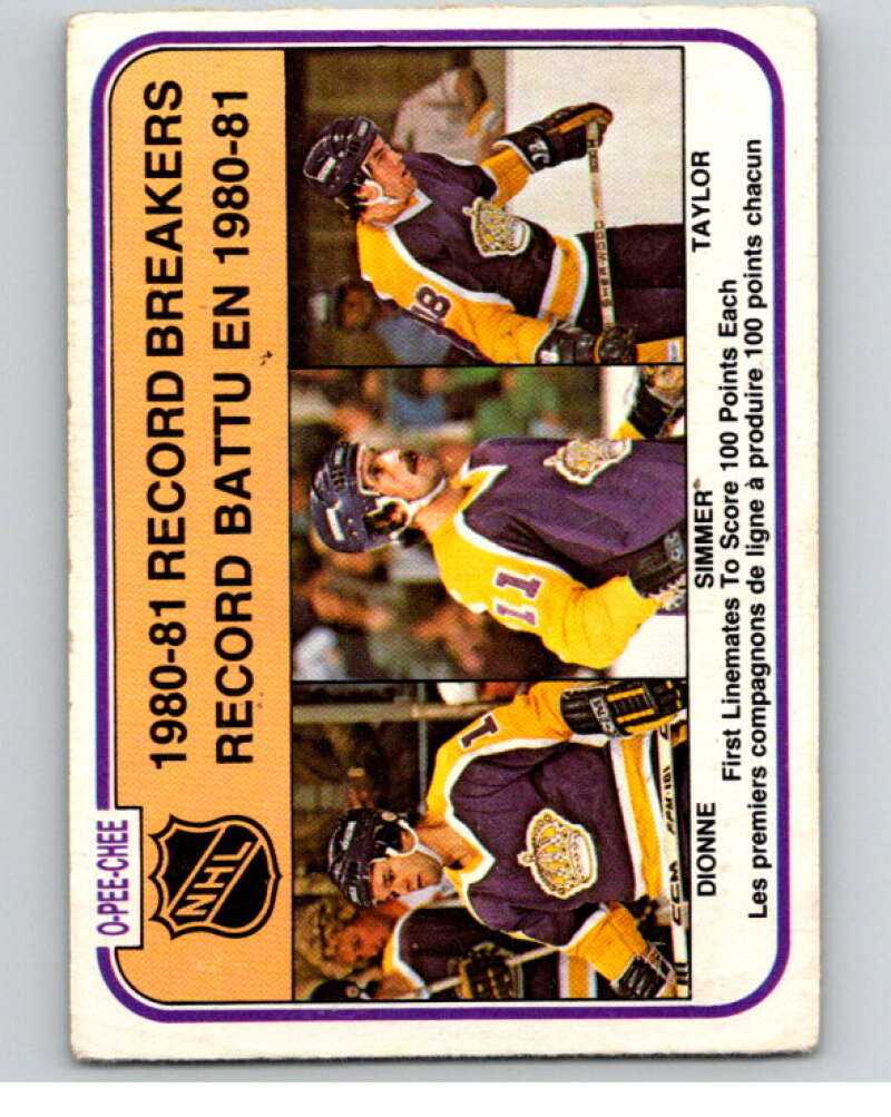 1981-82 O-Pee-Chee #391 Taylor/ Dionne/Simmer RB Kings V53171 Image 1