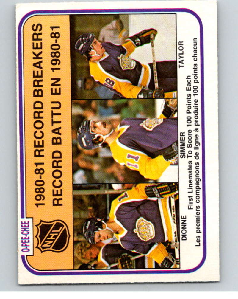 1981-82 O-Pee-Chee #391 Taylor/ Dionne/Simmer RB Kings V53172 Image 1