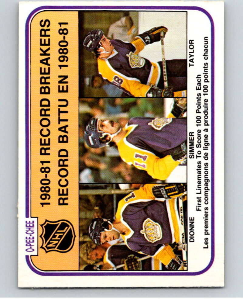 1981-82 O-Pee-Chee #391 Taylor/ Dionne/Simmer RB Kings V53174 Image 1
