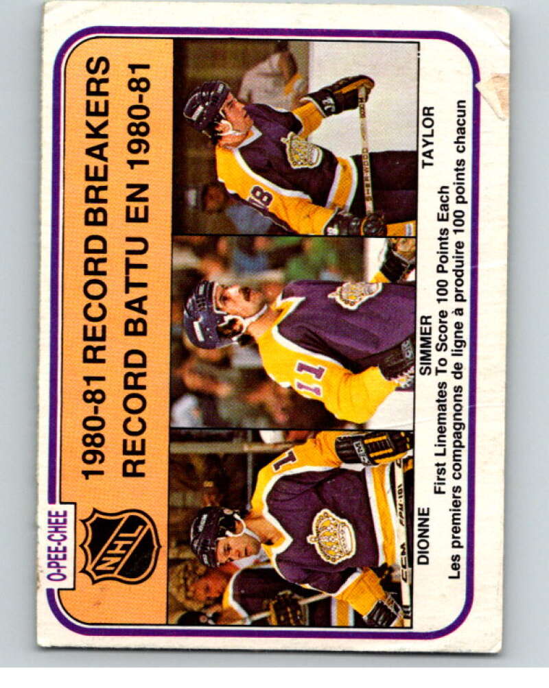 1981-82 O-Pee-Chee #391 Taylor/ Dionne/Simmer RB Kings V53175 Image 1