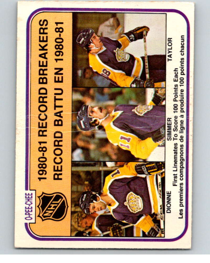 1981-82 O-Pee-Chee #391 Taylor/ Dionne/Simmer RB Kings V53177 Image 1