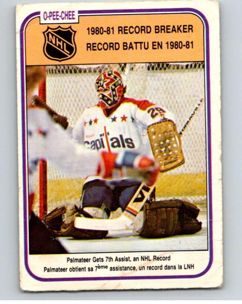 1981-82 O-Pee-Chee #394 Mike Palmateer RB Washington Capitals V53190 Image 1