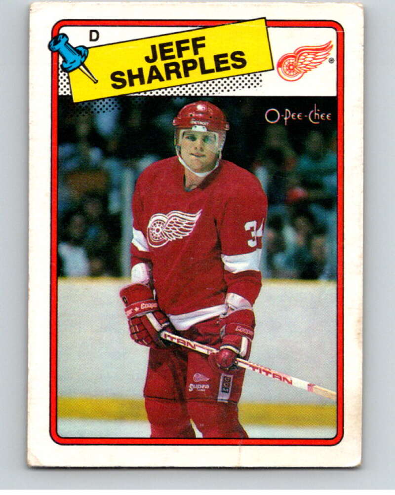 1988-89 O-Pee-Chee #48 Jeff Sharples RC Rookie Detroit Red Wings V53385 Image 1