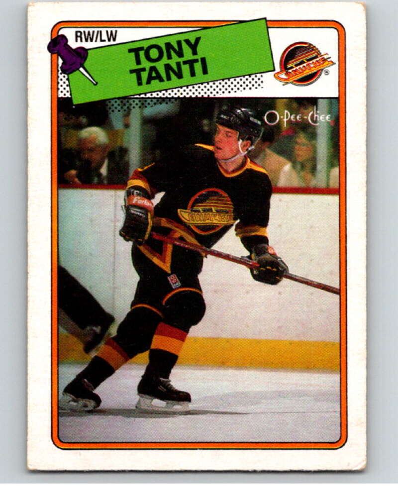 1988-89 O-Pee-Chee #82 Tony Tanti Vancouver Canucks V53452 Image 1