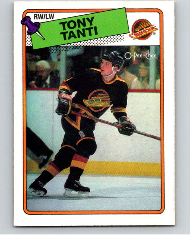 1988-89 O-Pee-Chee #82 Tony Tanti Vancouver Canucks V53454 Image 1