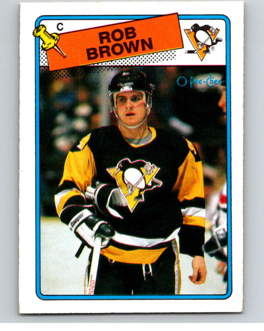 1988-89 O-Pee-Chee #109 Rob Brown  RC Rookie Pittsburgh Penguins  V53501 Image 1