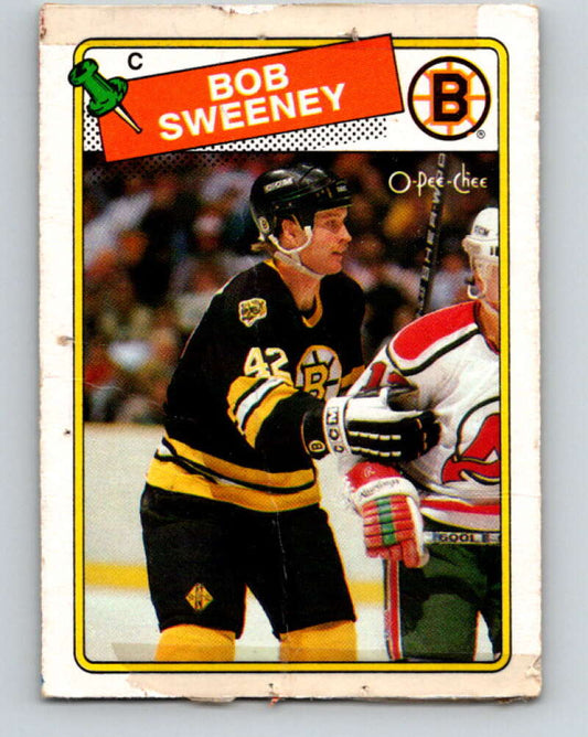 1988-89 O-Pee-Chee #134 Bob Sweeney  RC Rookie Boston Bruins  V53539 Image 1