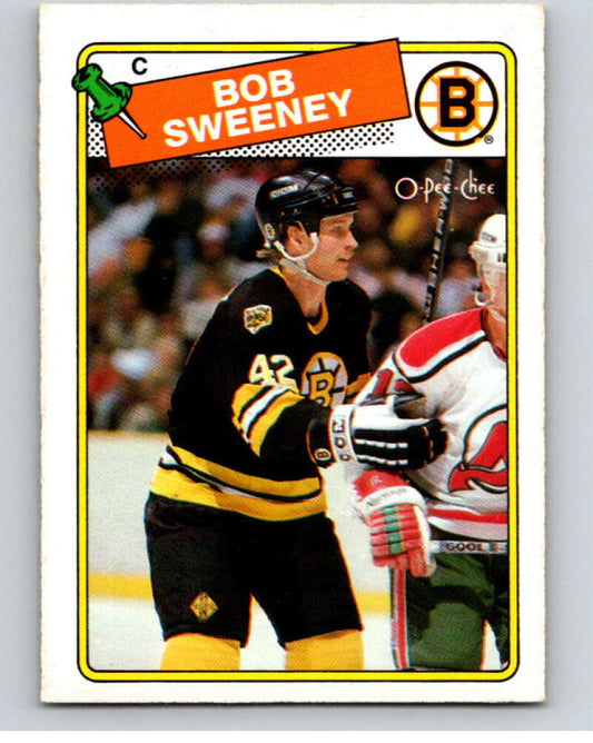 1988-89 O-Pee-Chee #134 Bob Sweeney  RC Rookie Boston Bruins  V53540 Image 1