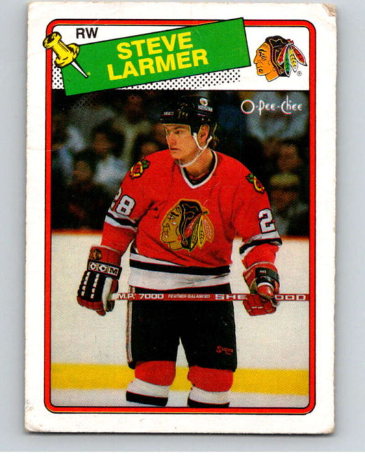 1988-89 O-Pee-Chee #154 Steve Larmer  Chicago Blackhawks  V53573 Image 1