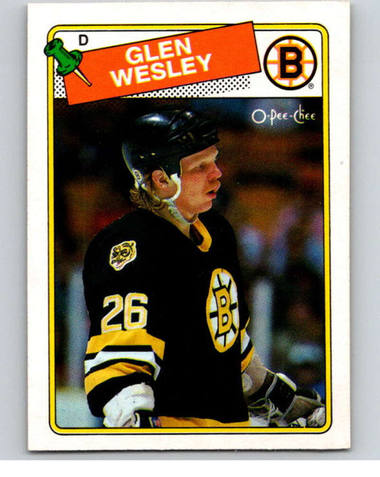 1988-89 O-Pee-Chee #166 Glen Wesley  RC Rookie Boston Bruins  V53594 Image 1