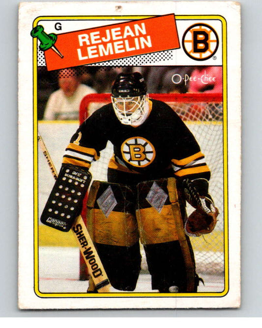 1988-89 O-Pee-Chee #186 Reggie Lemelin  Boston Bruins  V53623 Image 1