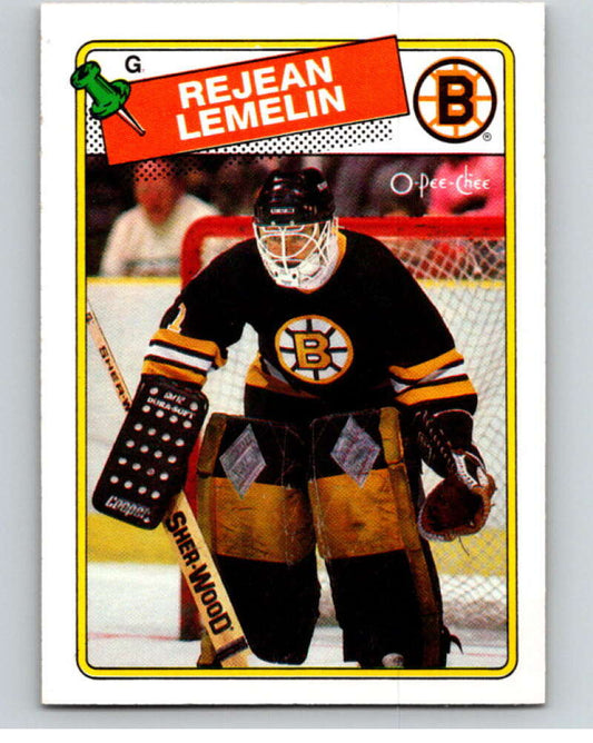 1988-89 O-Pee-Chee #186 Reggie Lemelin  Boston Bruins  V53624 Image 1