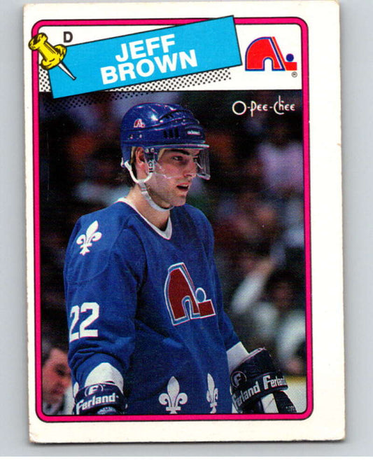 1988-89 O-Pee-Chee #201 Jeff Brown  RC Rookie Quebec Nordiques  V53649 Image 1