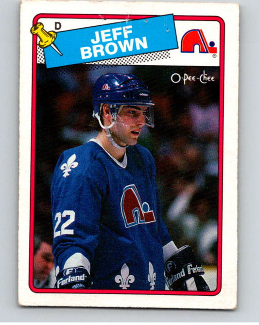 1988-89 O-Pee-Chee #201 Jeff Brown  RC Rookie Quebec Nordiques  V53650 Image 1