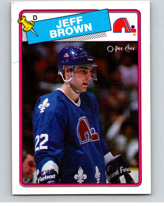 1988-89 O-Pee-Chee #201 Jeff Brown  RC Rookie Quebec Nordiques  V53651 Image 1