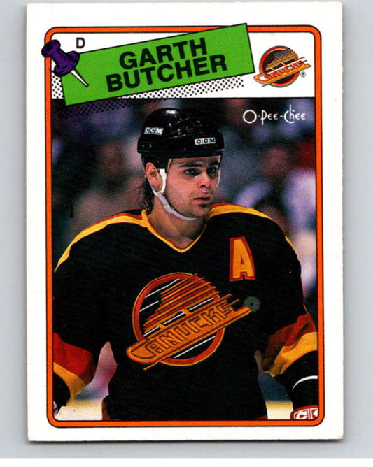 1988-89 O-Pee-Chee #202 Garth Butcher  RC Rookie Vancouver  V53653 Image 1