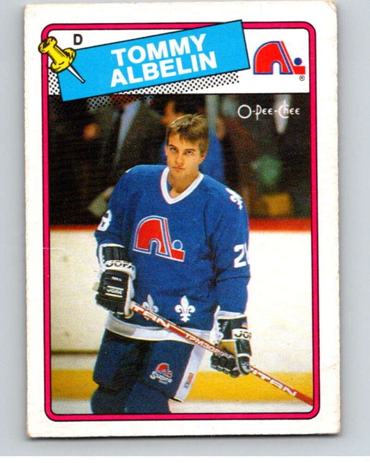 1988-89 O-Pee-Chee #210 Tommy Albelin  RC Rookie Nordiques  V53670 Image 1