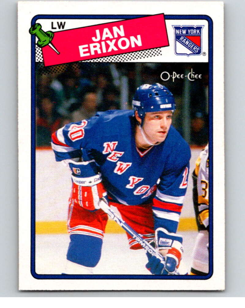 1988-89 O-Pee-Chee #212 Jan Erixon RC Rookie New York Rangers V53675 Image 1
