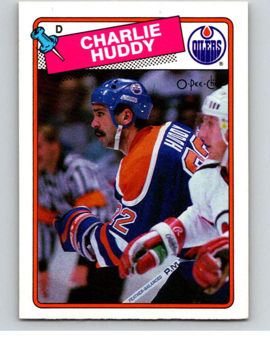 1988-89 O-Pee-Chee #218 Charlie Huddy  Edmonton Oilers  V53690 Image 1