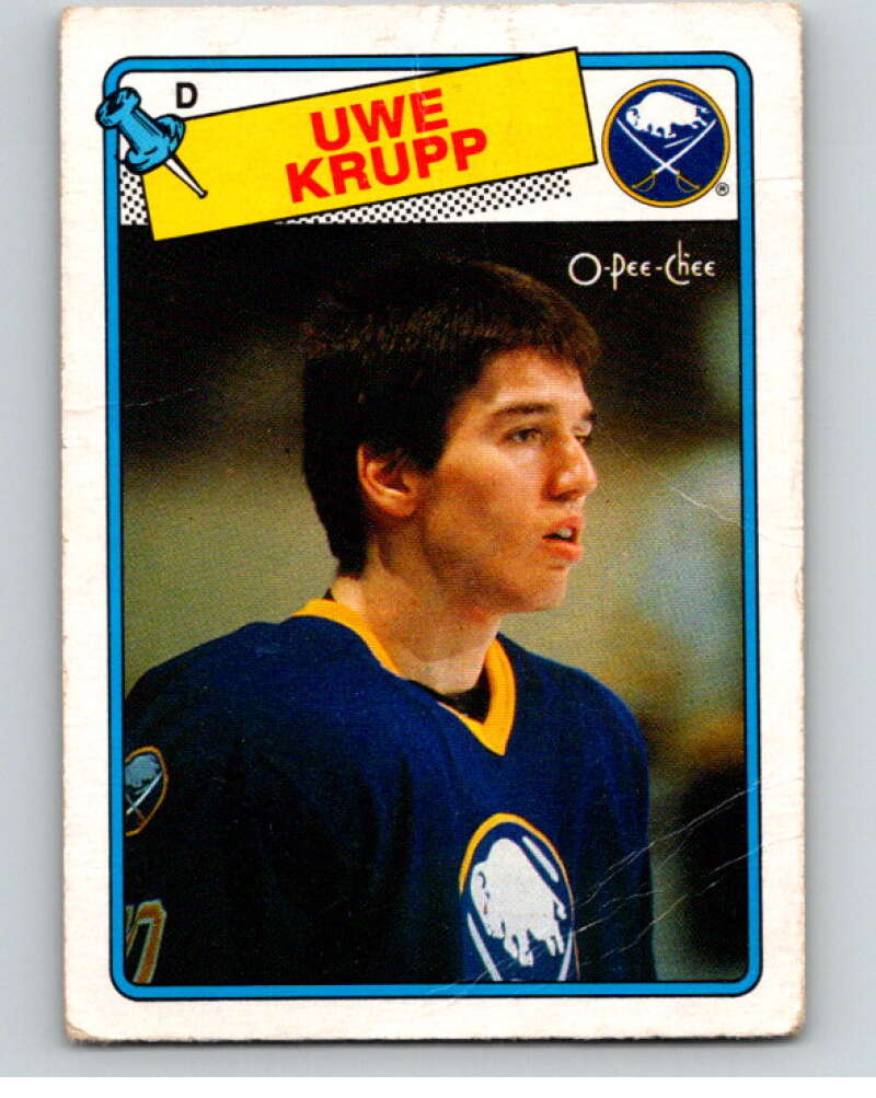 1988-89 O-Pee-Chee #220 Uwe Krupp RC Rookie Buffalo Sabres V53694 Image 1