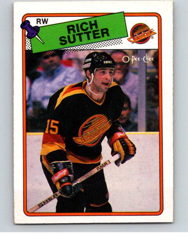 1988-89 O-Pee-Chee #255 Rich Sutter Vancouver Canucks V53958 Image 1