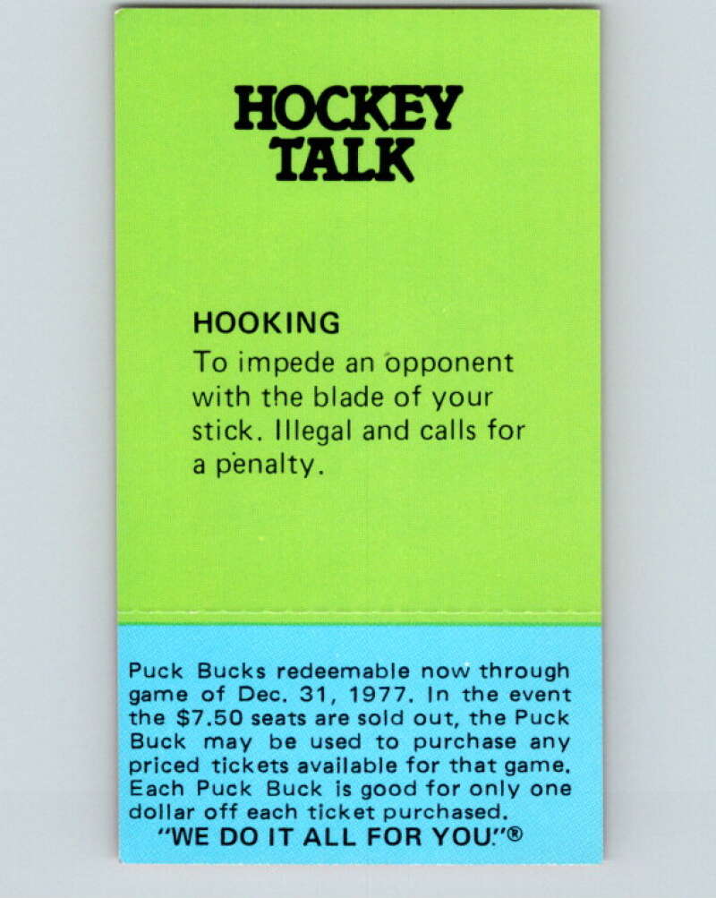 1977-78 McDonald's Puck Buck Hockey #23 Jim Hamilton V54294 Image 2