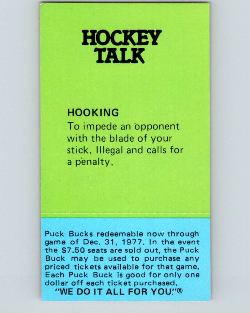 1977-78 McDonald's Puck Buck Hockey  #23 Jim Hamilton  V54294 Image 2