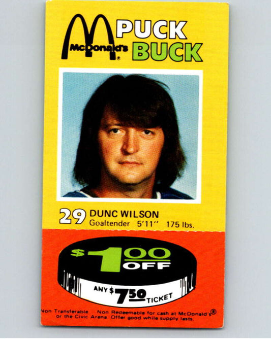 1977-78 McDonald's Puck Buck Hockey  #29 Dunc Wilson  V54298 Image 1