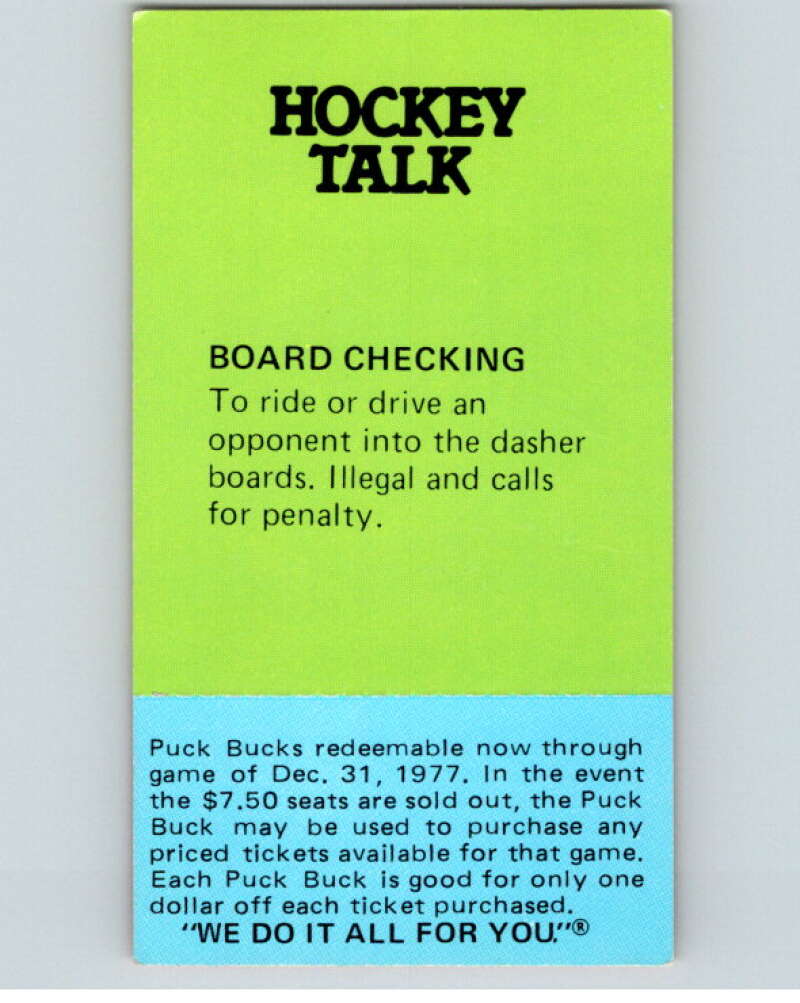 1977-78 McDonald's Puck Buck Hockey #NNO Johnny Wilson V54299 Image 2