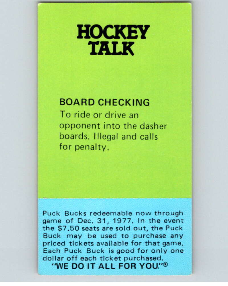 1977-78 McDonald's Puck Buck Hockey  #NNO Johnny Wilson  V54299 Image 2