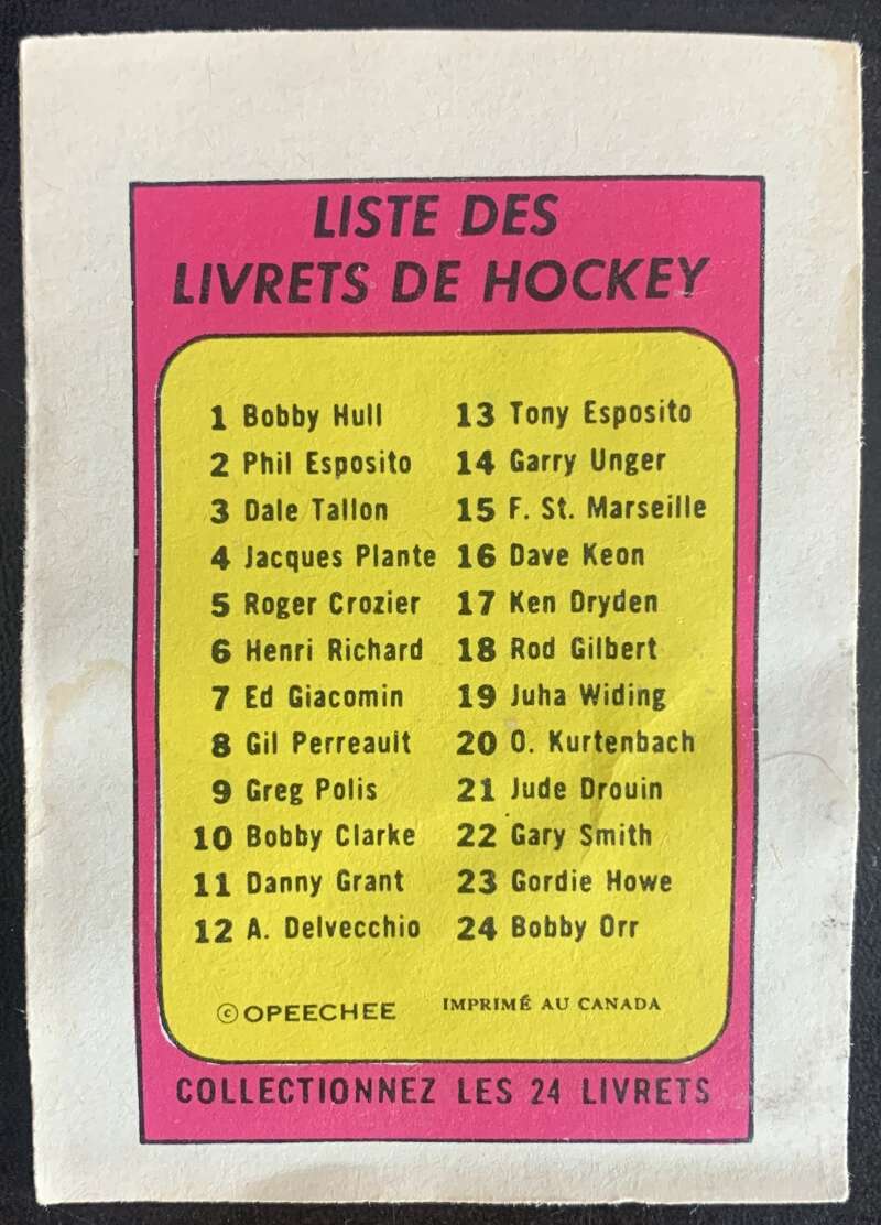 1971-72 O-Pee-Chee Booklets French #2 Phil Esposito V54300 Image 2