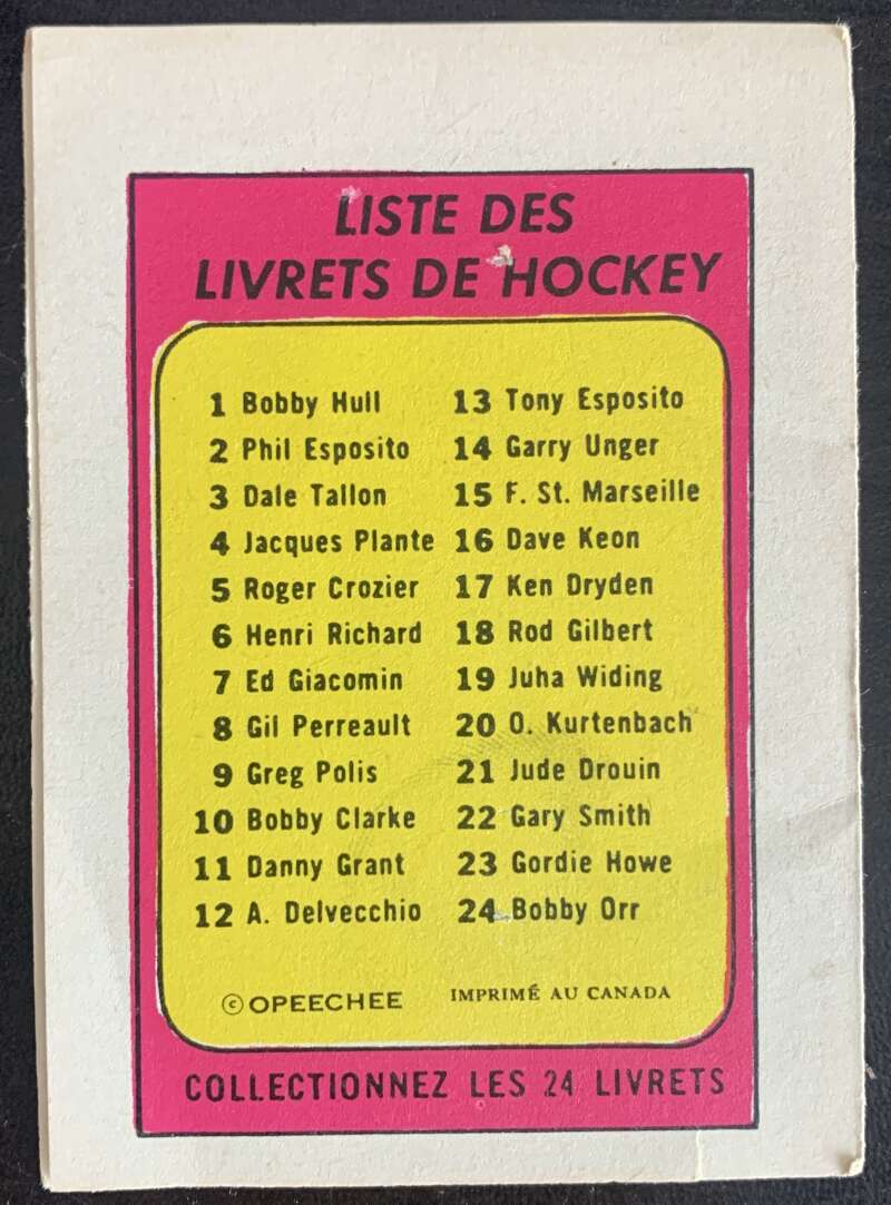 1971-72 O-Pee-Chee Booklets French #3 Dale Tallon V54301 Image 2