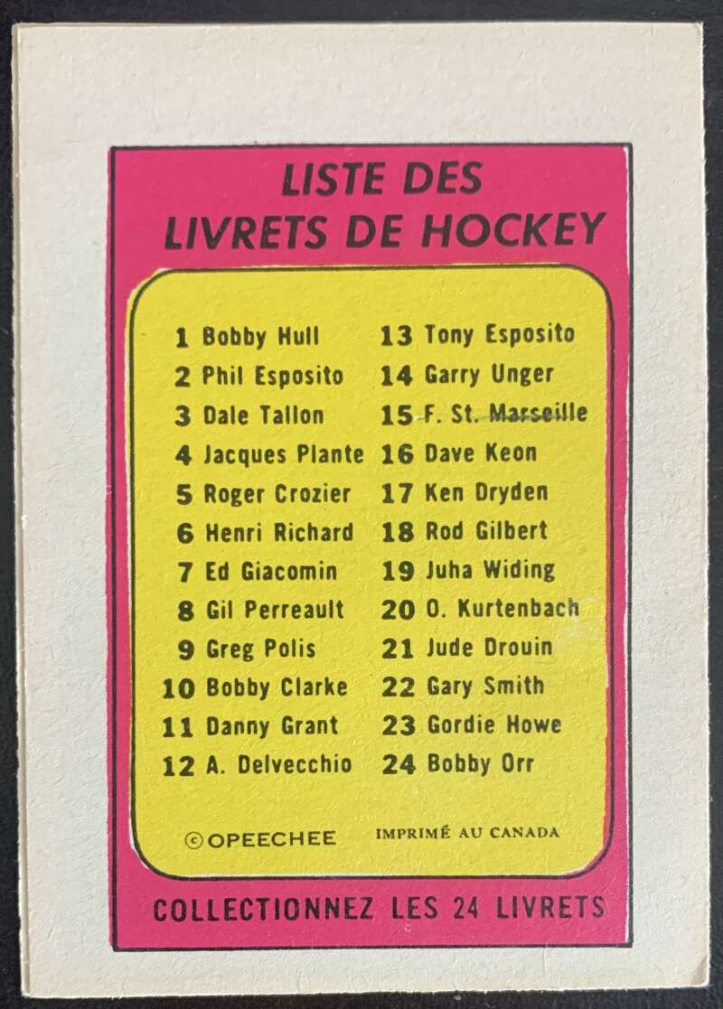 1971-72 O-Pee-Chee Booklets French #3 Dale Tallon V54303 Image 2