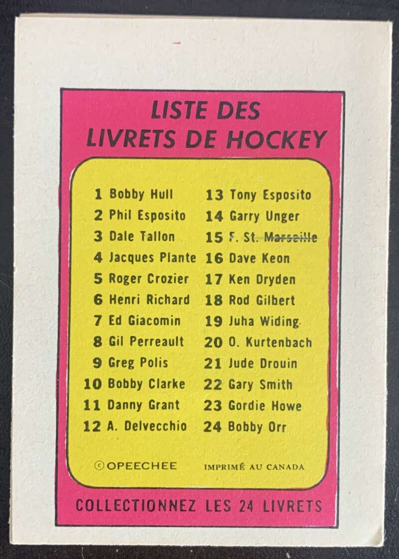 1971-72 O-Pee-Chee Booklets French #7 Ed Giacomin V54311 Image 2