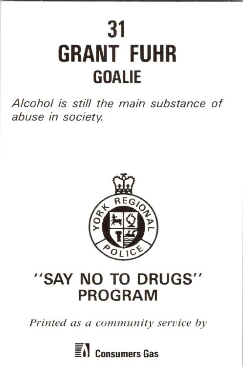 1990 Toronto Maple Leafs York Police Promo #31 Grant Fuhr V54376 Image 2