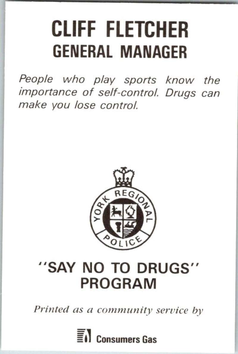 1990 Toronto Maple Leafs York Police Promo Cliff Fletcher V54389 Image 2