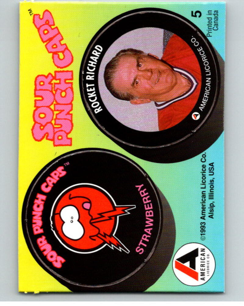1993 American Licorice Sour Punch Caps #5 Rocket Richard V54398 Image 1