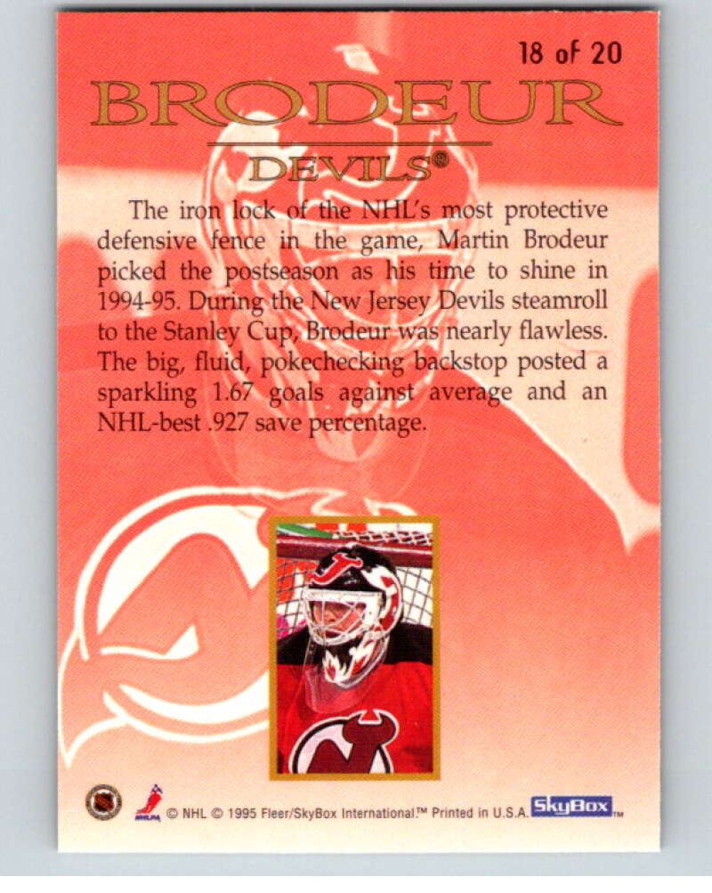 1995-96 Emotion Xcited #18 Martin Brodeur V54540 Image 2