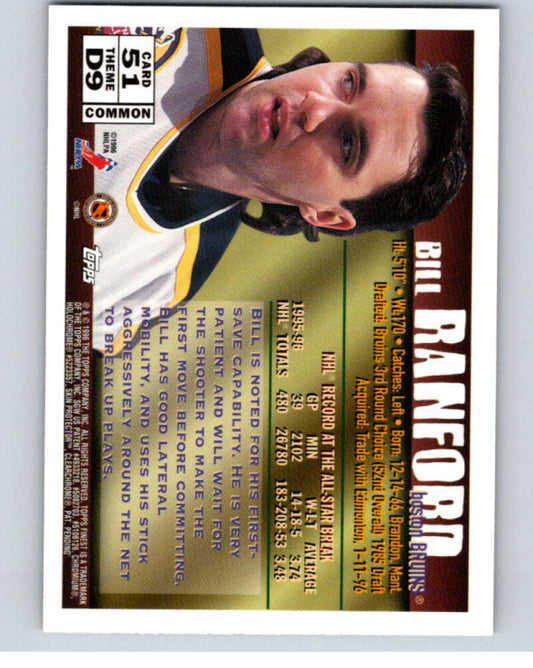 1995-96 Topps Finest #51 Bill Ranford  Boston Bruins  V54546 Image 2