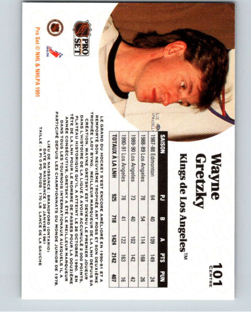 1991-92 Pro Set #101 Wayne Gretzky Los Angeles Kings V54574 Image 2