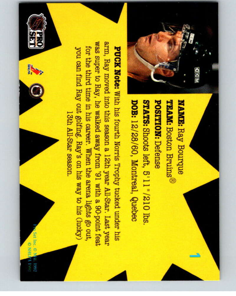 1991-92 Pro Set Puck Candy #1 Ray Bourque Boston Bruins V54581 Image 2