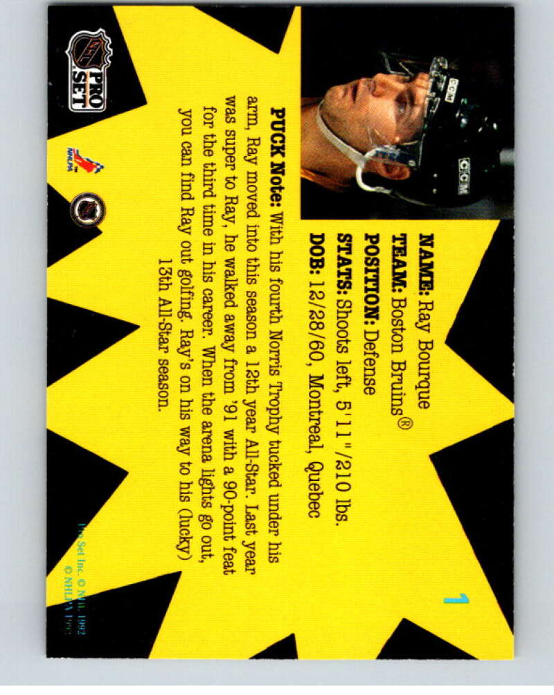 1991-92 Pro Set Puck Candy #1 Ray Bourque Boston Bruins V54583 Image 2
